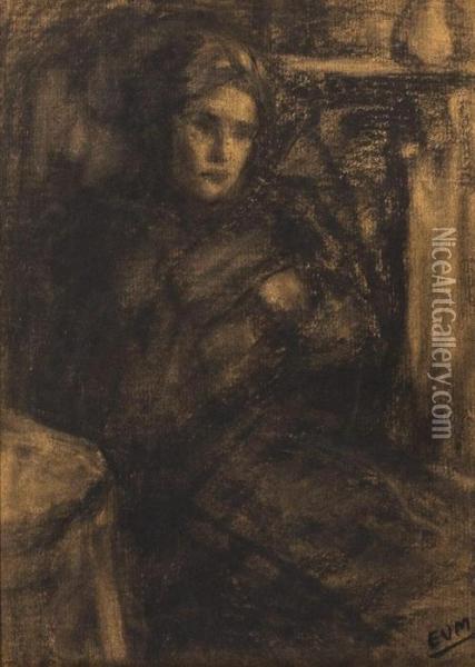 Portret Van Augustine (avond) Oil Painting - Eugeen Van Mieghem