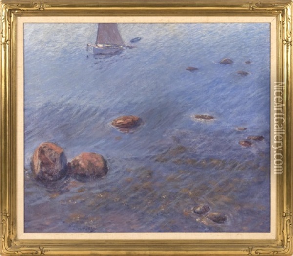 Cat Boat Going Through Cuttyhunk Oil Painting - Clifford Warren Ashley