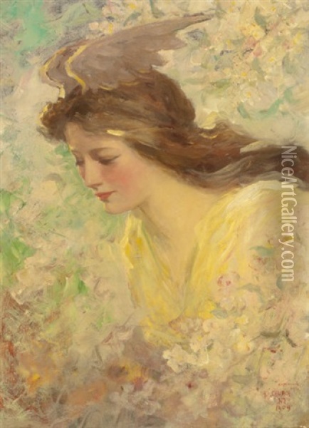 Young Flora Maiden Oil Painting - Frederick Stuart Church