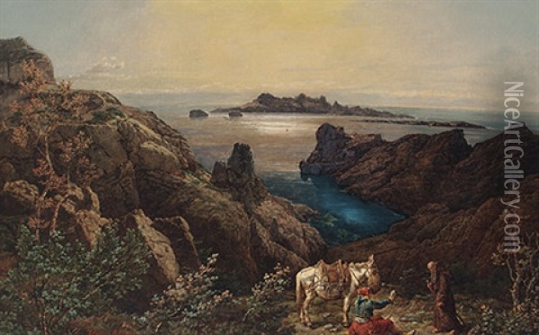 Griechische Insel- Landschaft Oil Painting - Johann Baptiste Heinefetter