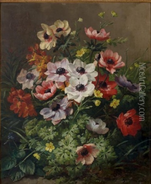 Bouquet De Fleurs Oil Painting - Therese Guerin