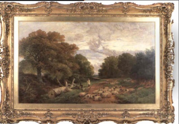 Lane Near Ripley, Surrey Oil Painting - Frederick William Hulme