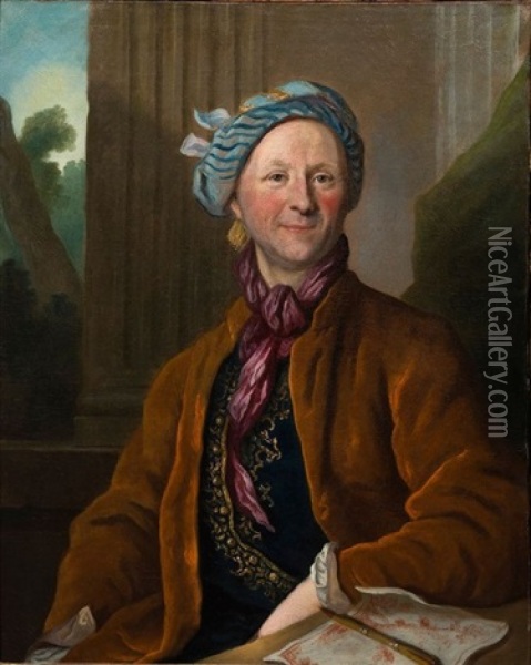 Portrait D'un Dessinateur (+ Portrait D'homme Portant Un Costume A La Polonaise; 2 Works) Oil Painting - Henri Millot