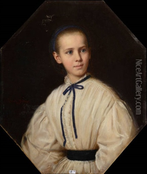 Portrait D'une Jeune Fille Oil Painting - Ricardo de Madrazo y Garreta