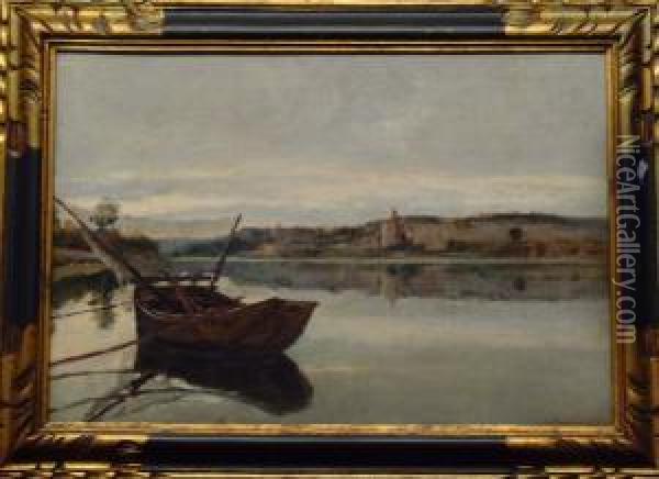 Blick Von Avignon Auf Die Rhone Oil Painting - Joseph Francois X. Meissonnier