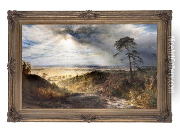 Weite Englische Landschaft Mit Personenstaffage Oil Painting - Henry Jutsum
