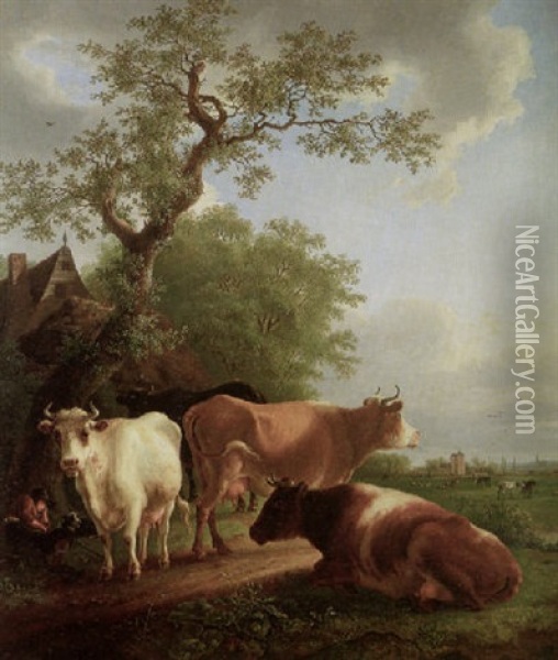 Vaches Au Paturage Oil Painting - Jean-Baptiste De Roy