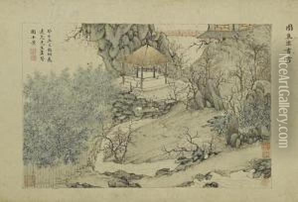Scene In Fang Garden Oil Painting - Zhengming Wen