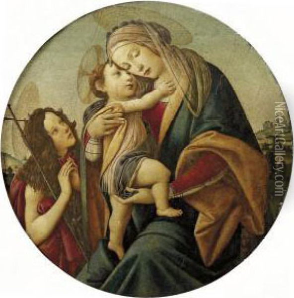 The Madonna And Child With The Young Saint John The Baptist Oil Painting - Sandro Botticelli