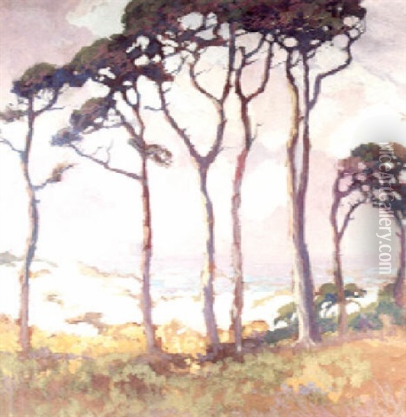 Tall Pines Near Lighthouse Oil Painting - Mary Deneale Morgan