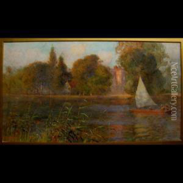 Maidenhead On The Thames Oil Painting - Hector Caffieri