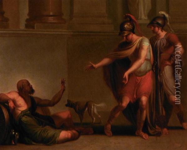 Alexander Den Store Og En Officer Hos Diogenes Oil Painting - Nicolaj-Abraham Abilgaard