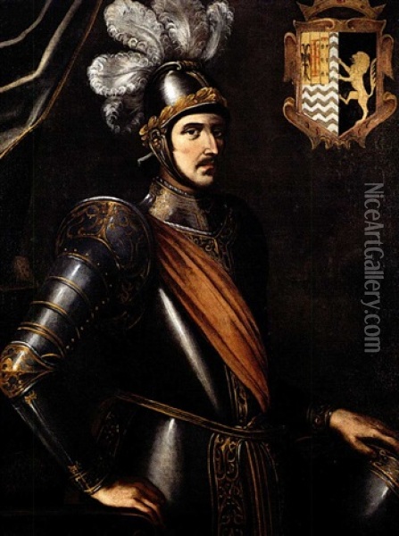 Leonardo Di Tocco, Duca Di Zacinto E Principe Di Acaia, In Armi Oil Painting - Carlo Sellitto