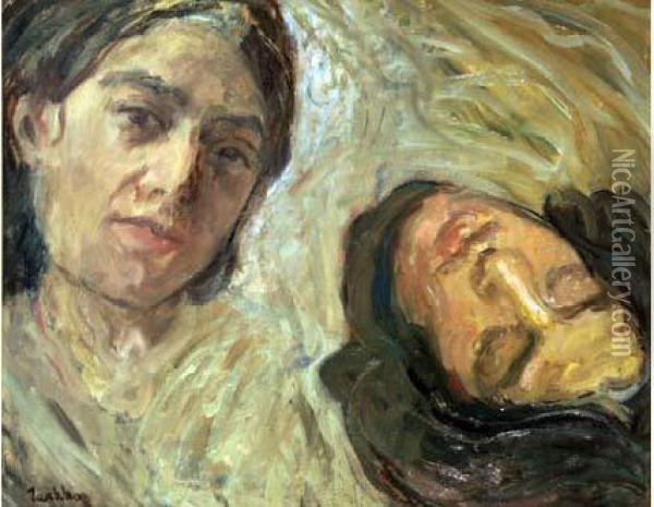 Head Of A Woman, Etude Oil Painting - Nicolas Tarkhoff