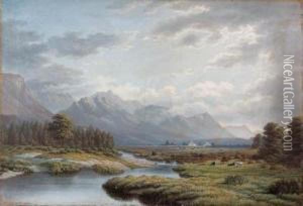 The Valley Of The Kaffirkuils - Near Riversdale Oil Painting - Jan Ernst Abraham Volschenk