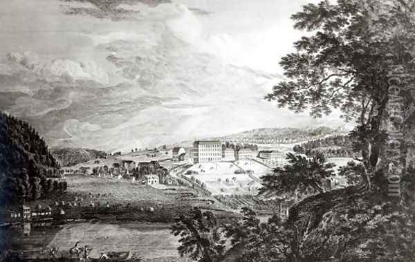 A View of Bethlem the Great Moravian Settlement in the province of Pennsylvania from Scenographia Americana, 1768 Oil Painting - Paul Sandby