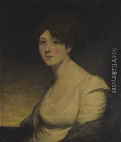 Portrait Of Miss Sally Isabella Ward (1783-1868), Half-length Oil Painting - Sir John Hoppner