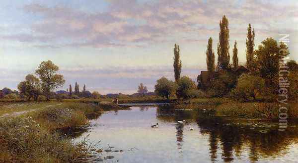 The Reed Cutter Oil Painting - Alfred Glendening