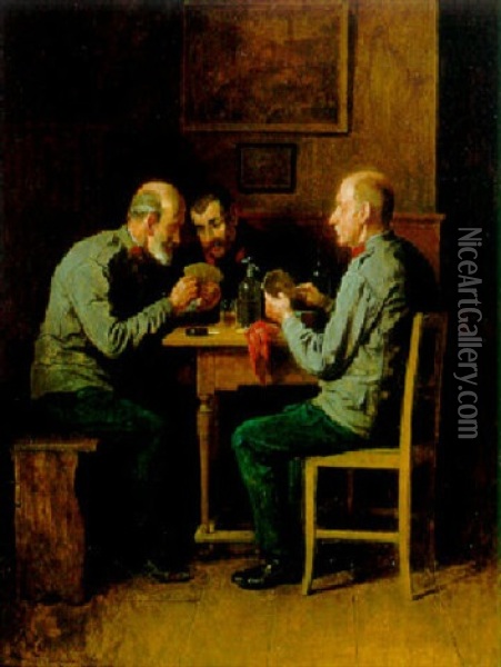 Der Kartenspieler Oil Painting - Friedrich Ritter von Malheim Friedlaender