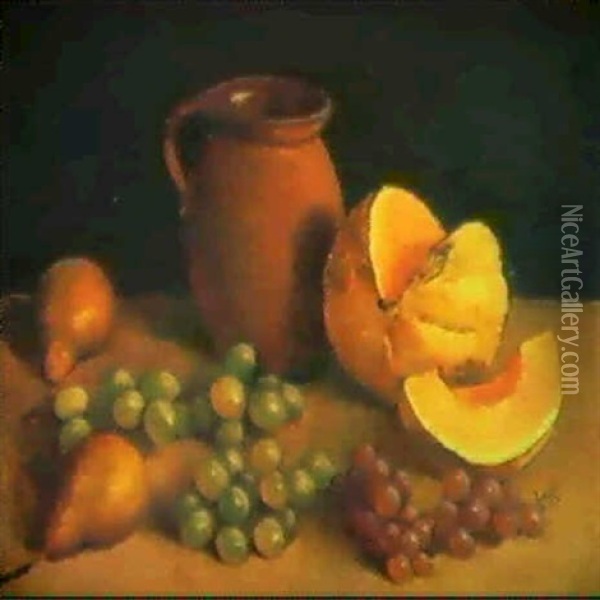 Stilleben Mit Fruchten Und Irdenem Geschirr Oil Painting - Anton Hula