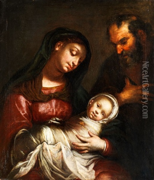 Die Heilige Familie Oil Painting - Anton Georg Urlaub