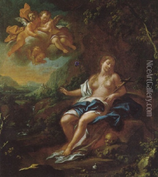 Die Busende Magdalena In Einer Landschaft Oil Painting - Johann Georg Dominikus Grassmayr