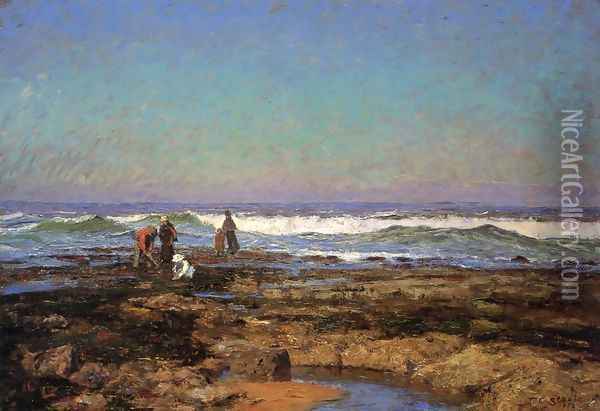 Clam Diggers Oil Painting - Theodore Clement Steele