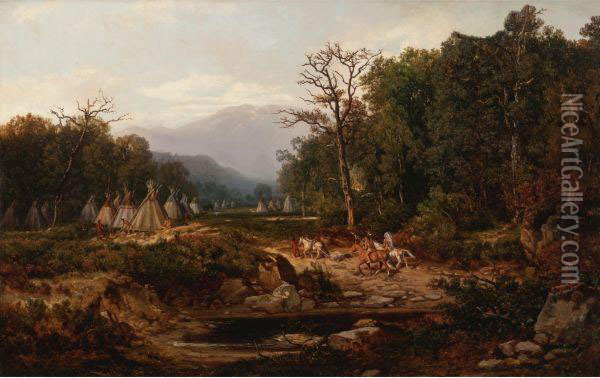 Indian Encampment Oil Painting - Otto Reinhard Jacobi