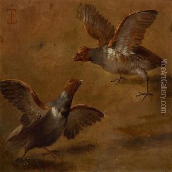 Two Partridges Oil Painting - Johan Thomas Lundbye