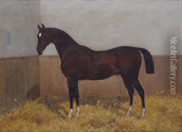 A Hunter In A Stable Oil Painting - George Paice
