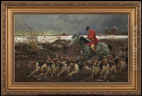 Hunt In A Snow Blizzard Oil Painting - Wojciech Von Kossak