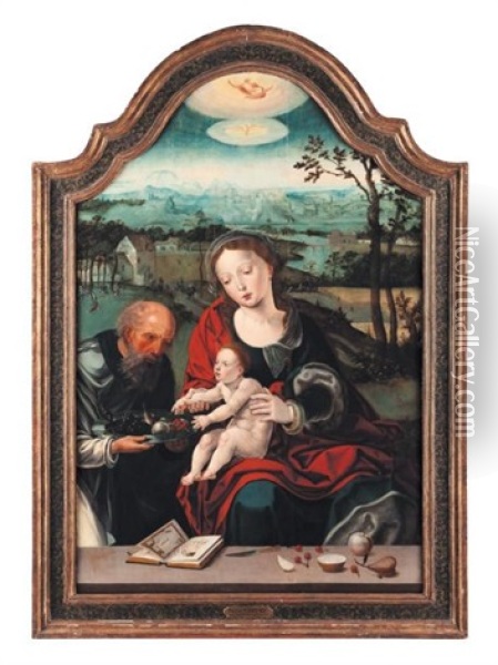 Vierge A L'enfant (collab. W/studio) Oil Painting - Pieter Coecke van Aelst the Elder
