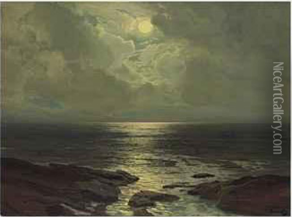 Moonlit Coast Oil Painting - Frederick Judd Waugh