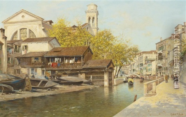 Rio San Trovaso, Venice Oil Painting - Rafael Senet y Perez