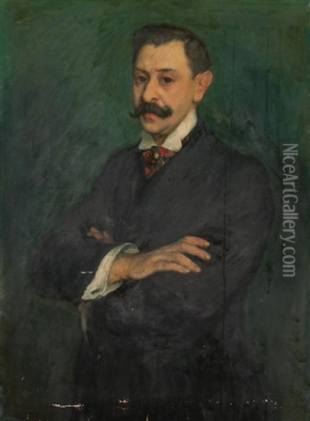 Retrato De Antoni Canals, Hermano Del Artista Oil Painting - Ricardo Canals y Llambi