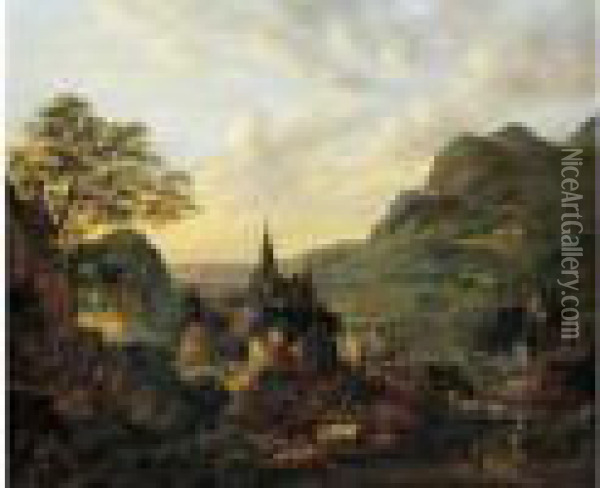 Paysage De La Vallee Du Rhin Oil Painting - Jan Griffier I