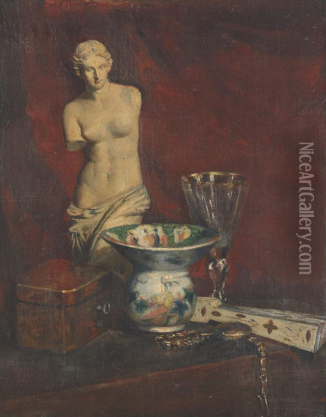 Still Life With Venus De Milo Statue Oil Painting - Paul Charles Chocarne-Moreau