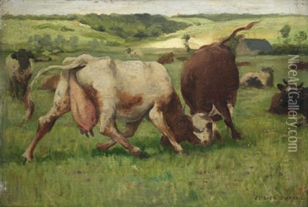 Troupeau De Vaches Oil Painting - Julien Dupre