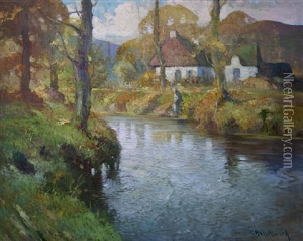 Creek Scene Oil Painting - George Ames Aldrich