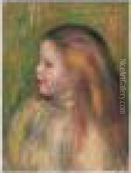 Taete De Fillette De Profil Oil Painting - Pierre Auguste Renoir