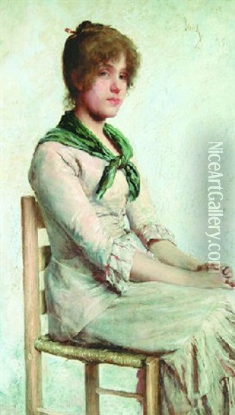Young Woman Seated Oil Painting - Charles Frederick Ulrich