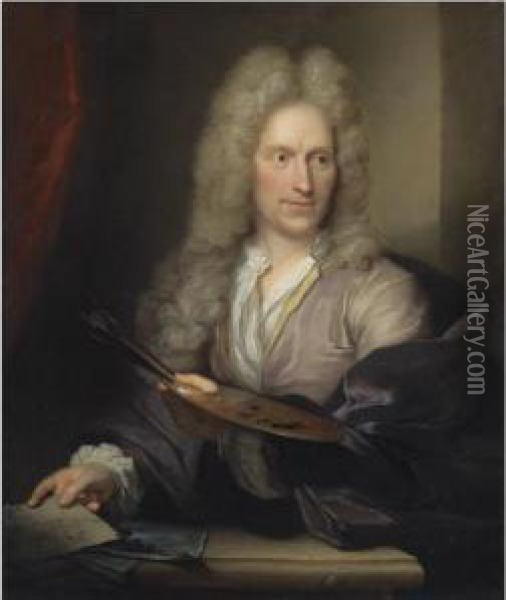 Portrait Of Jan Van Huysum Oil Painting - Arnold Boonen