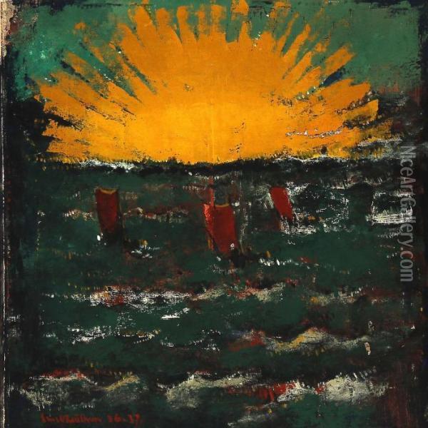 Sunset. Oil Painting - Ernst Zeuthen