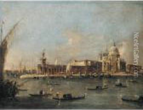 Venice, A View Of The Entrance 
To The Grand Canal With The Church Of Santa Maria Della Salute And The 
Punta Di Dogana Oil Painting - Francesco Guardi