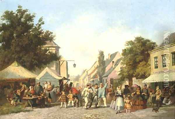 A summer fair in a Dutch village Oil Painting - Dutch School