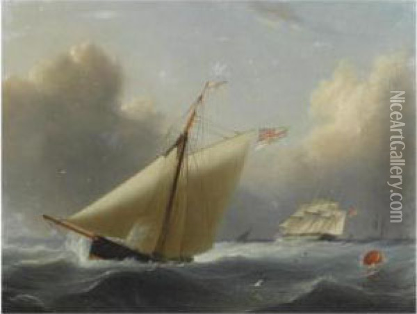 A Cutter Close Hauled Oil Painting - Robert Strickland Thomas