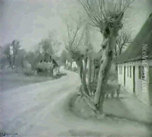 Gaden I Hjembaek Oil Painting - Hans Andersen Brendekilde