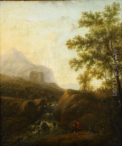 Landskap Med Vandrare Oil Painting - Jan Dirksz. Both