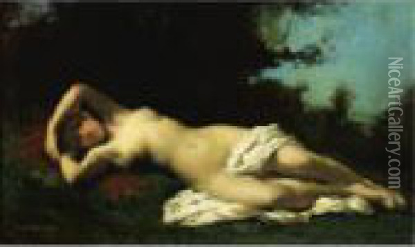 A Nymph In A Wooded Landscape Oil Painting - Jean-Jacques Henner
