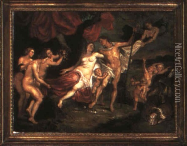 Venus And Adonis Oil Painting - Hendrik van Balen the Elder